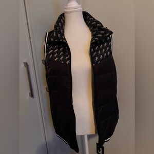 Ralph Lauren Navy Reversible Puffer Vest with Leopard Print